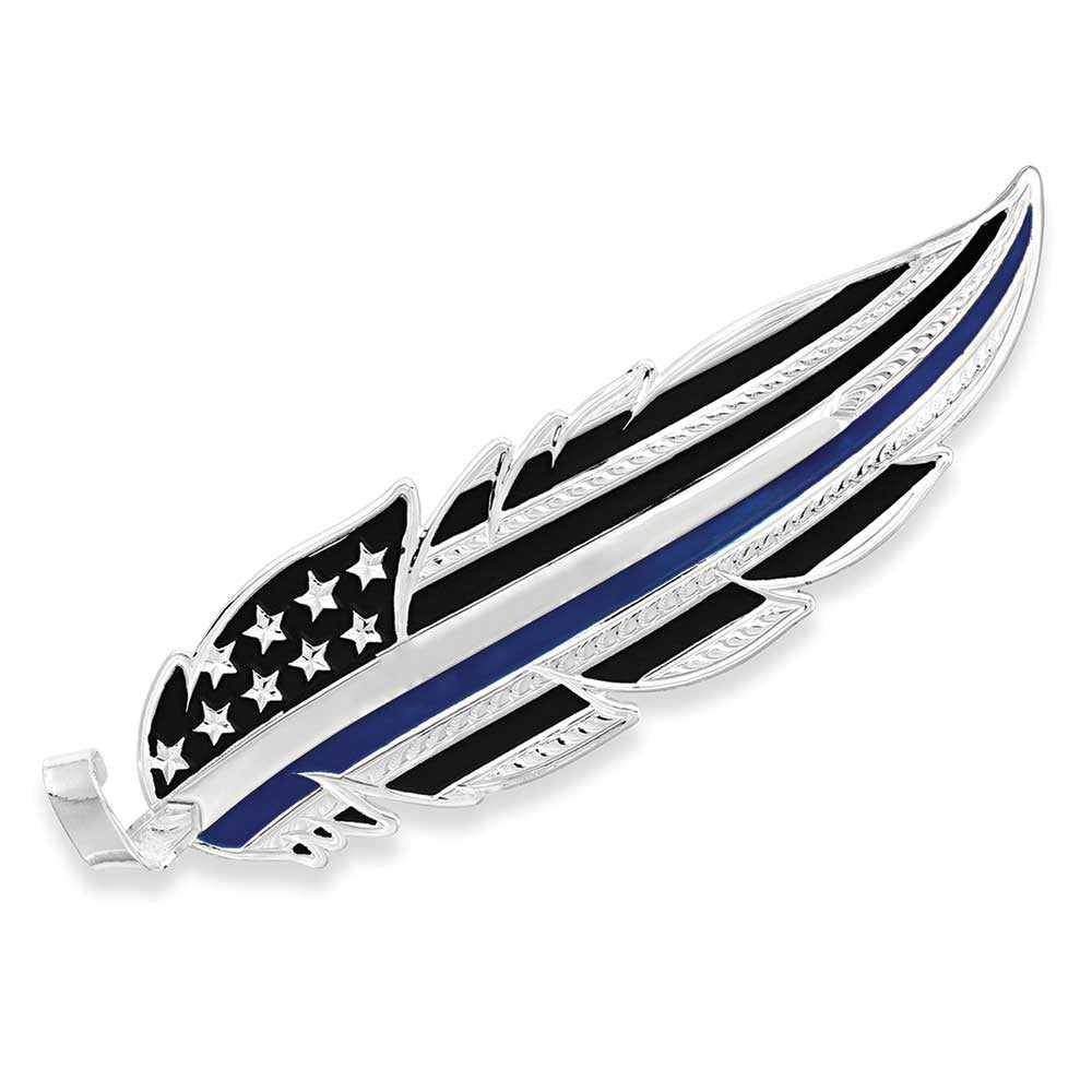 HF5458TBLE | MONTANA SILVERSMITHS THIN BLUE LINE HAT FEATHER