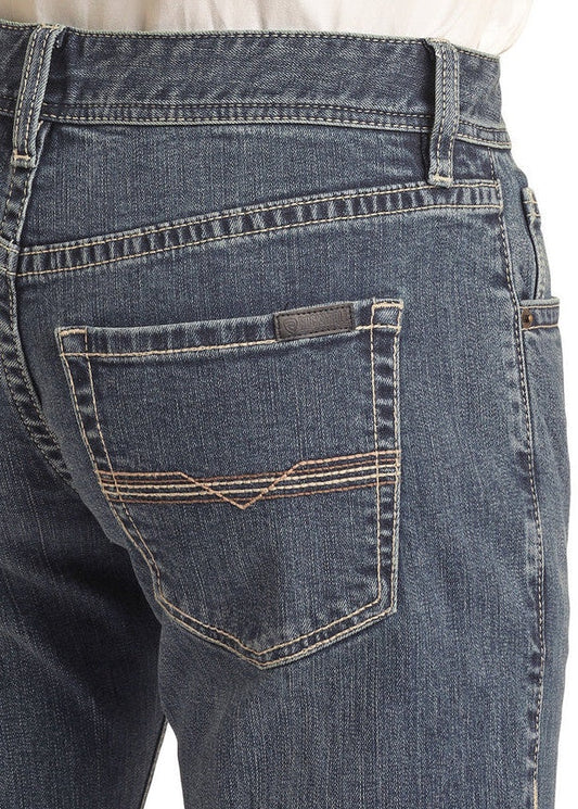 VM1RD03714 | ROCK&ROLL MEN'S VINTAGE '46 SLIM FIT IVORY STITCHING REVOLVER STRAIGHT JEAN - MEDIUM WASH