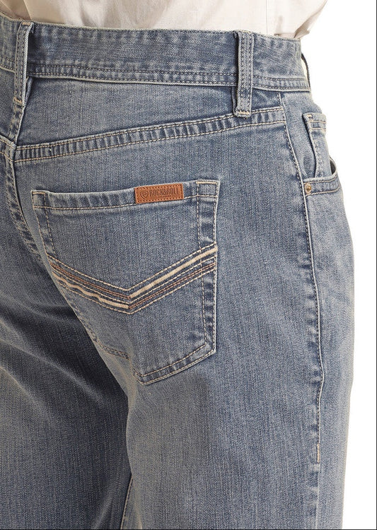 VMSPD03713 | ROCK & ROLL MEN'S VINTAGE '46 PISTOL STACKABLE BOOTCUT JEAN - LIGHT WASH
