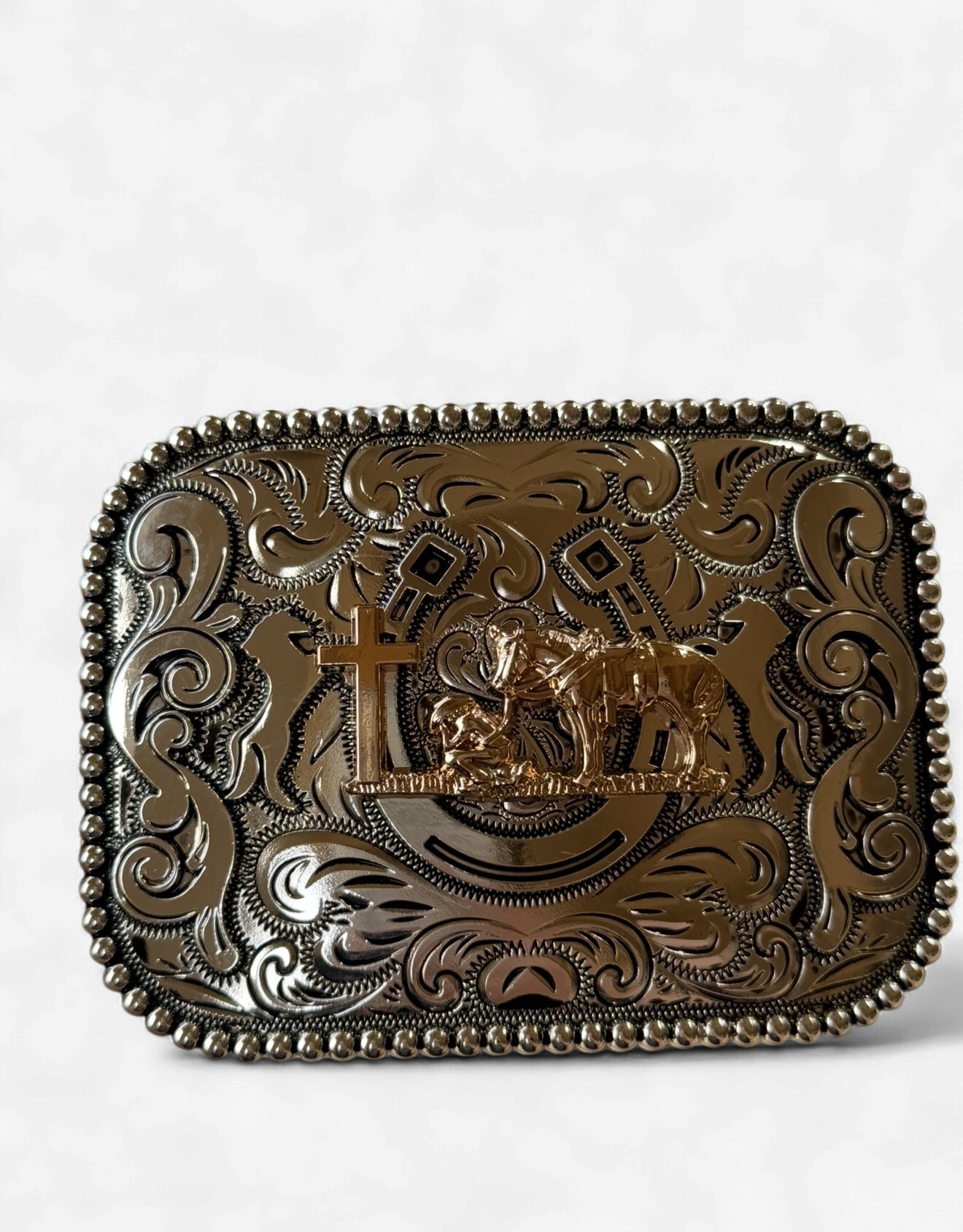 PRAYING COWBOY RECTANGULAR BUCKLE