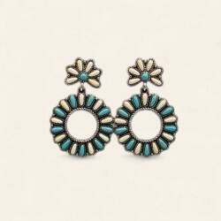 30459 | ROUND TURQUOISE STONE EARRINGS