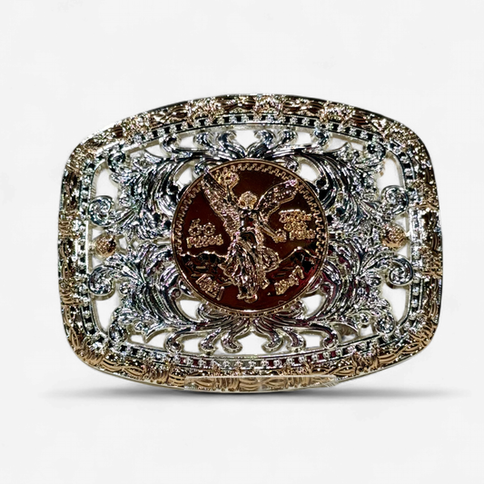 RANGER GOLD/SILVER 50 PESOS TOOLED BUCKLE
