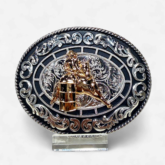 RANGER BLACK/SILVER BARREL RACER BUCKLE