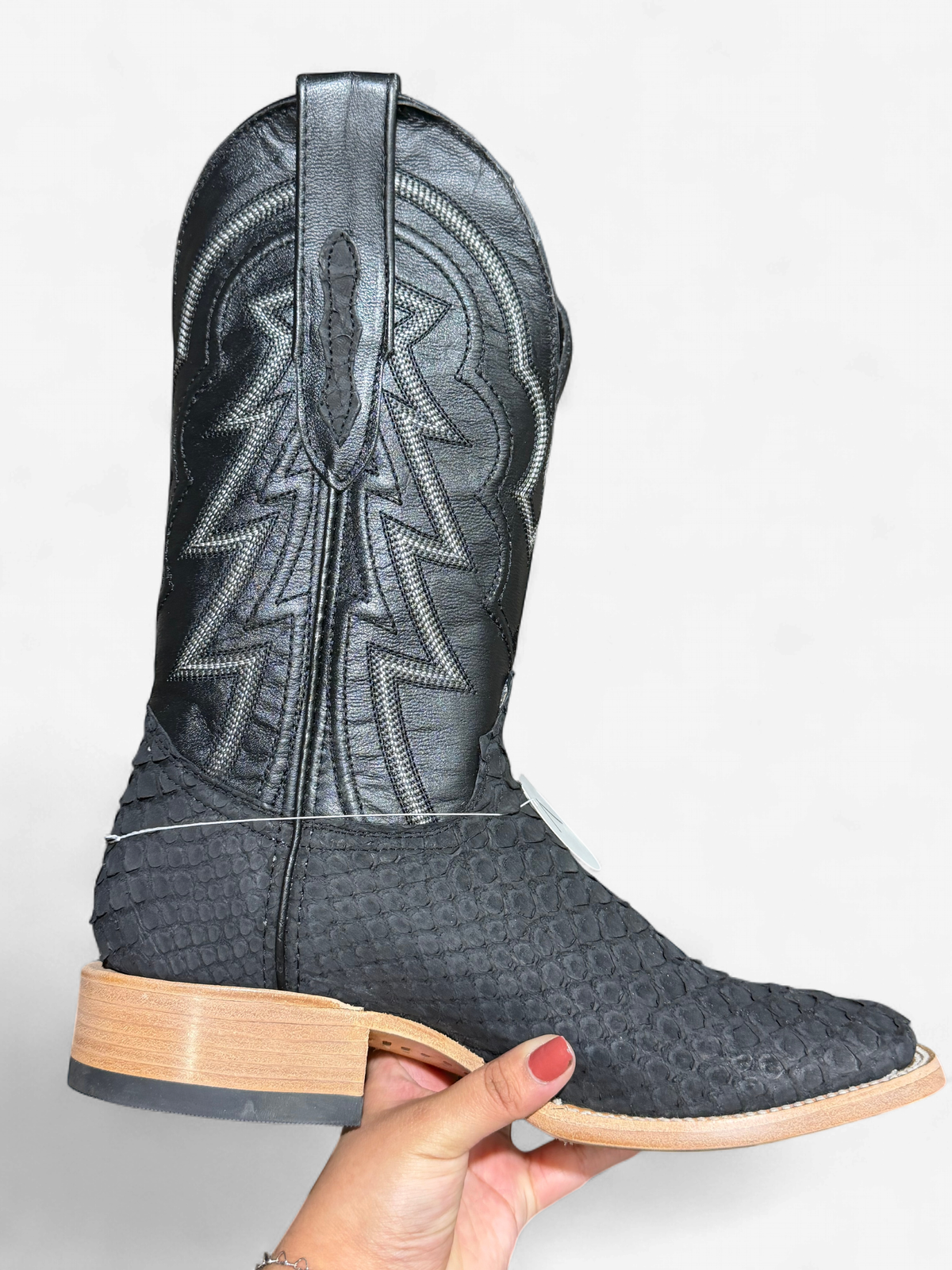 RANCHERS PYTHON MATTE BLACK RANCHER TOE BOOT - BLACK FLASH TUBE