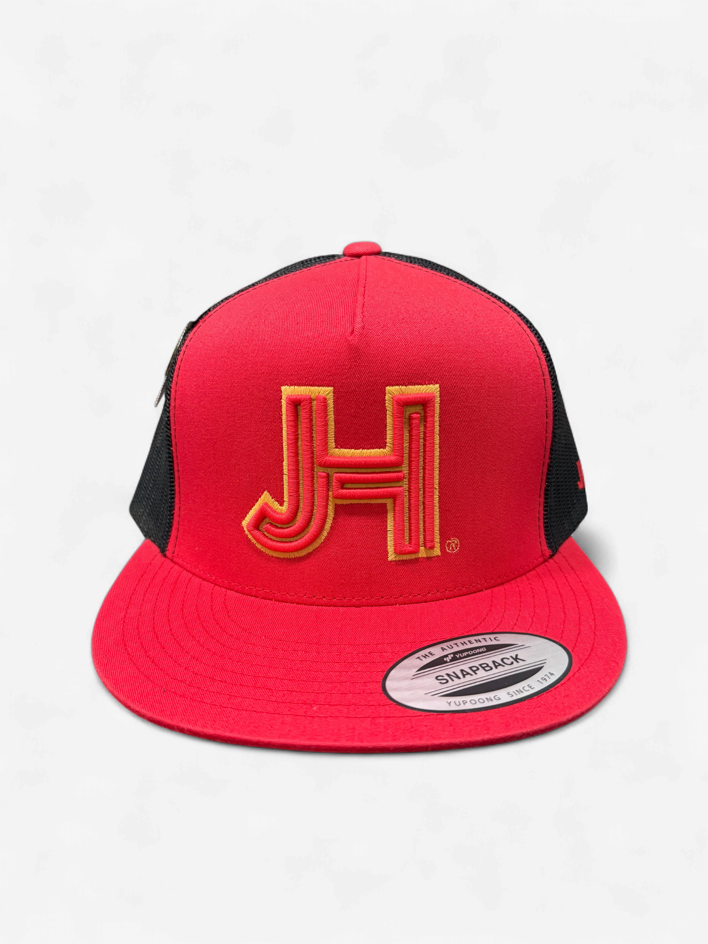 *FINAL SALE* JOBES RED TRUCKER CAP W/GOLD MATTE OUTLINE