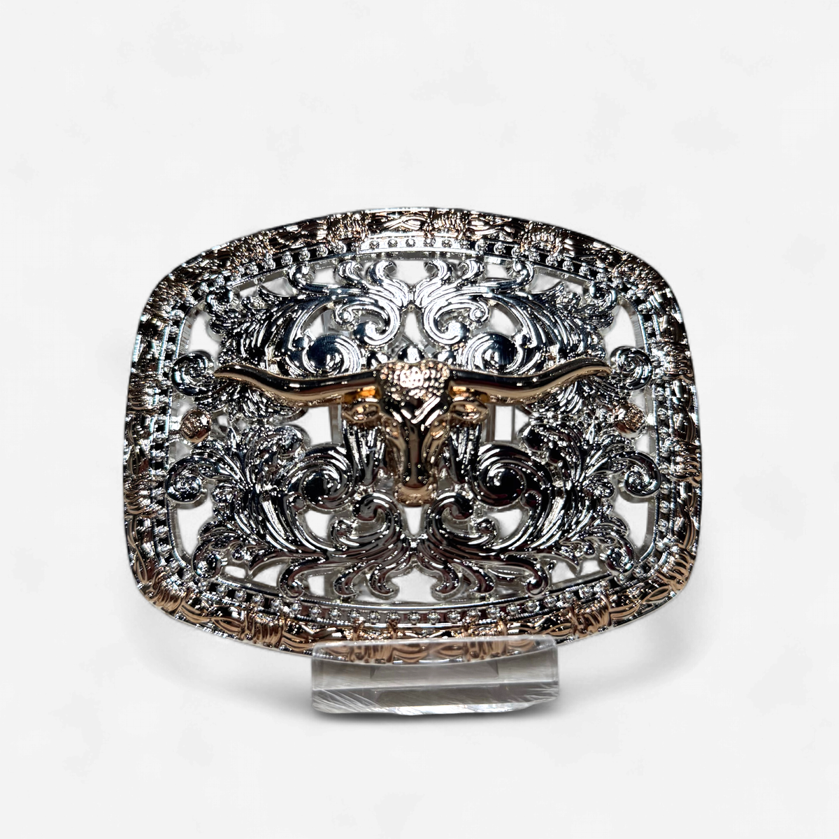 RANGER GOLD/SILVER LONGHORN TOOLED BUCKLE