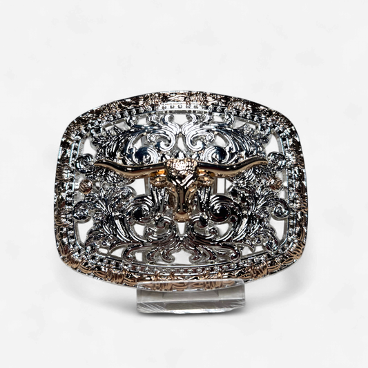 RANGER GOLD/SILVER LONGHORN TOOLED BUCKLE