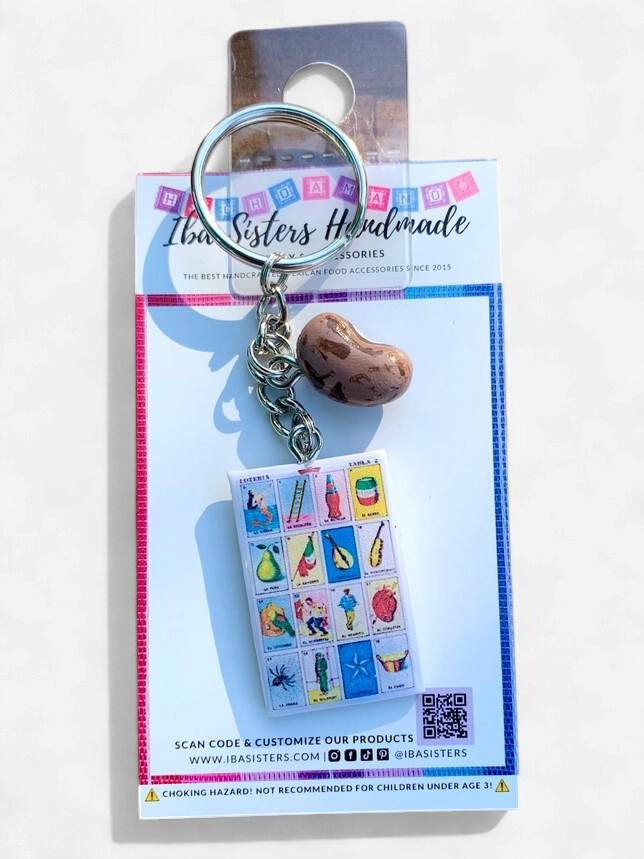 HANDMADE LOTERIA & FRIJOLITO KEYCHAIN