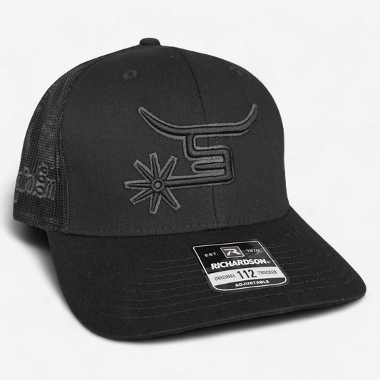 SPIN'EM SALVAGE ADJUSTABLE CAP - BLACK/BLACK MESH/BLACK LOGO