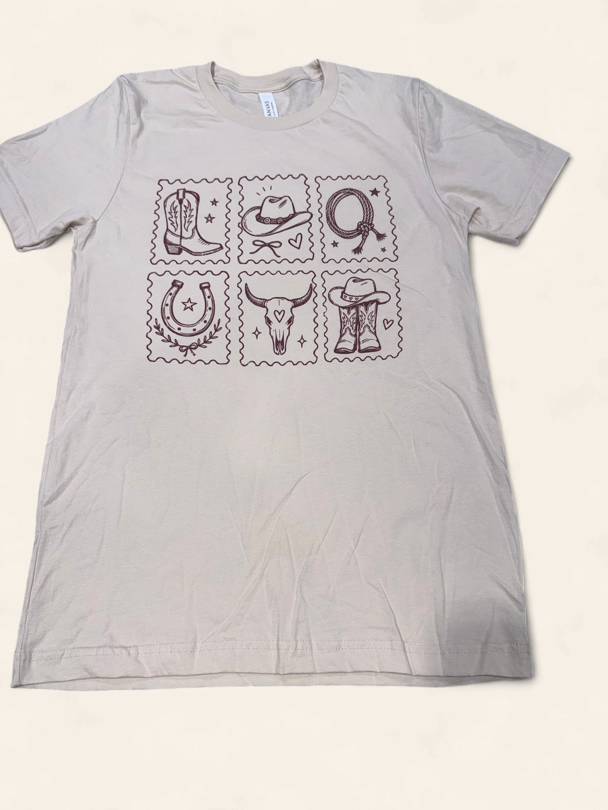 WOMEN'S CREME 6 STAMPS WEST S/S TEE