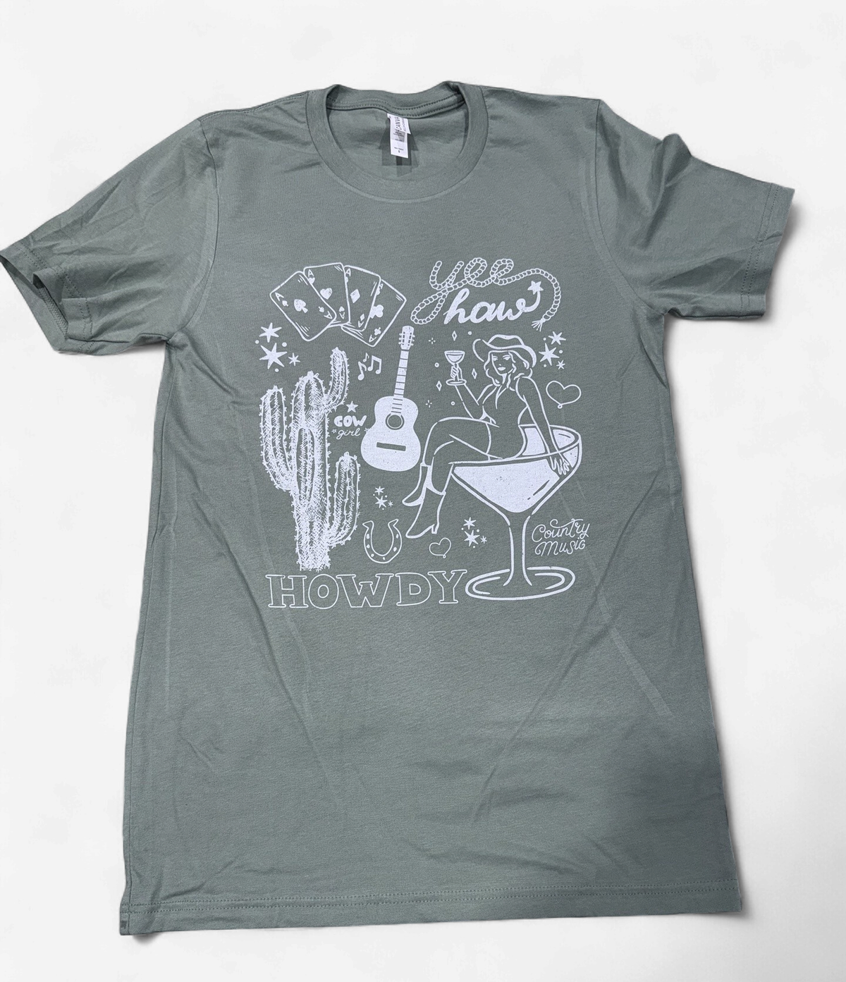 WOMEN'S SAGE WEST HOWDY COWGIRL COLLAGE S/S TEE