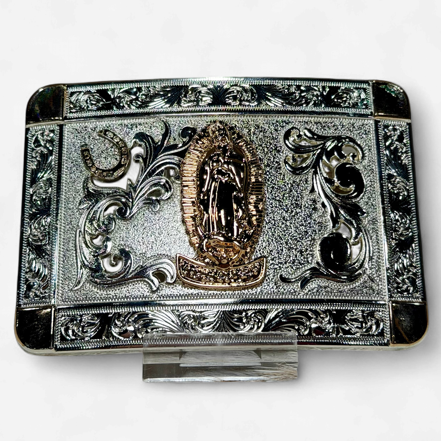 RANGER GOLD/SILVER LADY OF GUADALUPE SQUARE BUCKLE