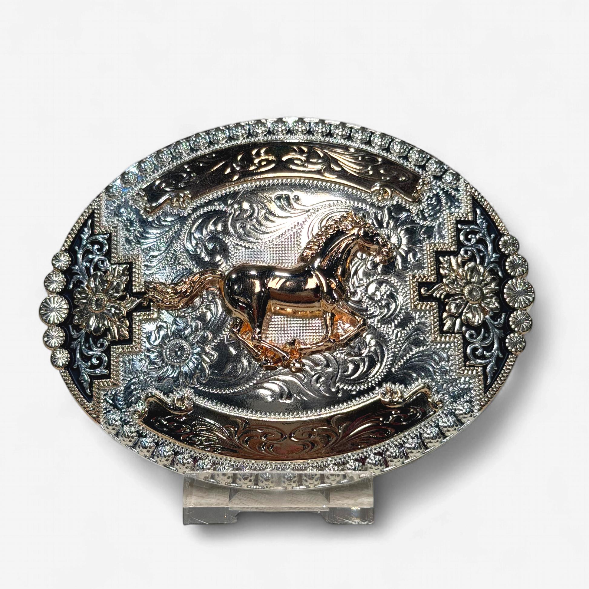 RANGER GOLD/SILVER OVAL HORSE BUCKLE
