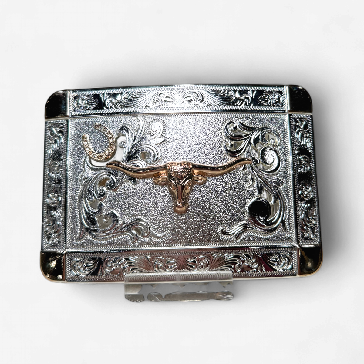RANGER GOLD/SILVER LONGHORN SQUARE BUCKLE