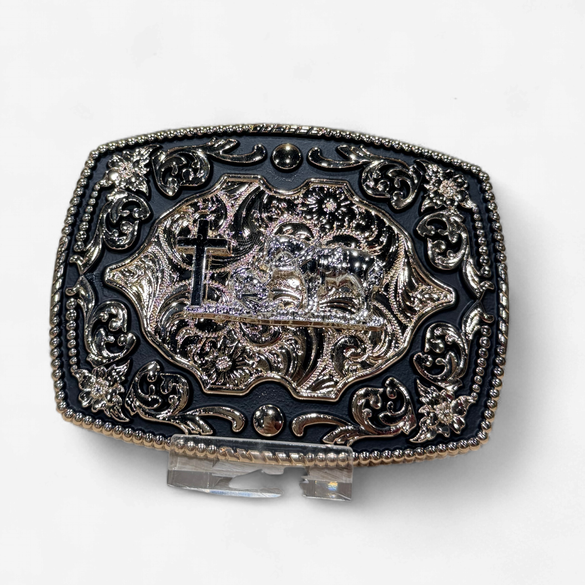 RANGER BLACK/GOLD PRAYING COWBOY BUCKLE