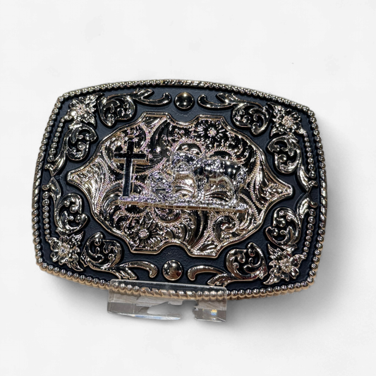 RANGER BLACK/GOLD PRAYING COWBOY BUCKLE