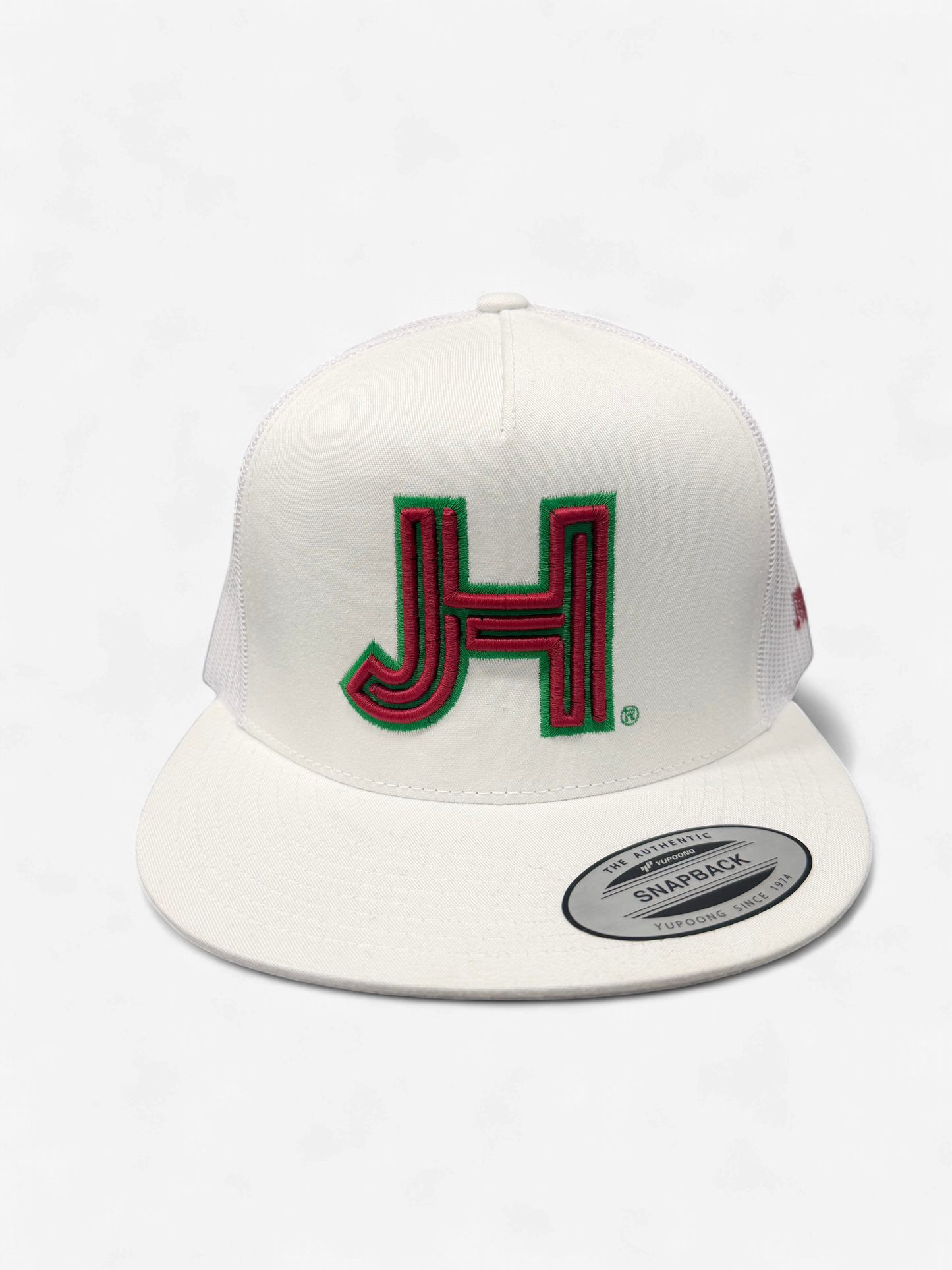 JOBES WHITE TRUCKER CAP RED W/GREEN OUTLINE