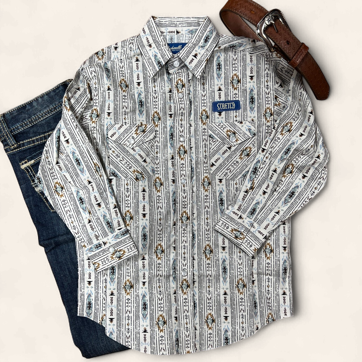 **FINAL SALE**RBN2S08243 | ROCK & ROLL TAN BOYS LS SNAP SHIRT
