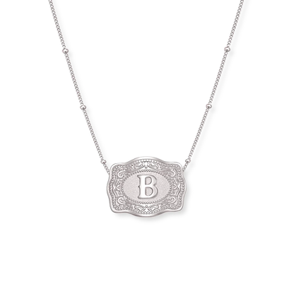 SPURWEST SILVER MINI “INITIAL” BELT BUCKLE NECKLACE