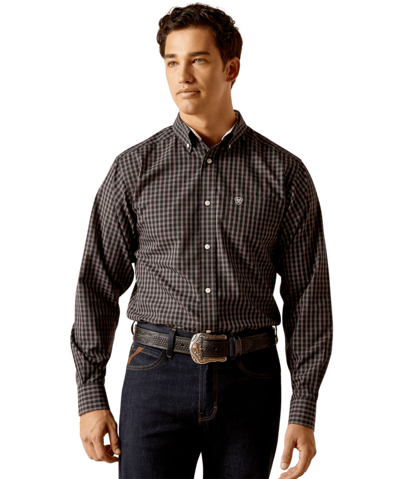 10051476 | ARIAT MEN'S WRINKLE FREE BROOKLYN FITTED L/S SHIRT - BLACK