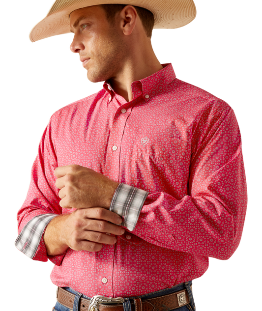 10051473 | ARIAT MEN'S WRINKLE FREE BRENNAN L/S SHIRT - PINK