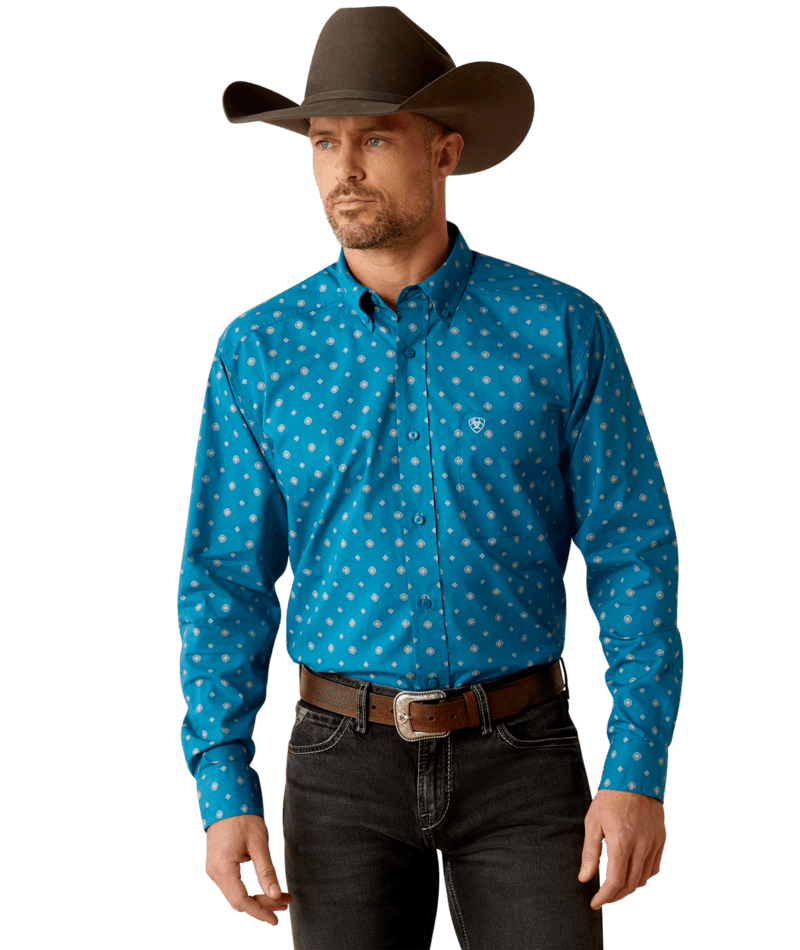 10053869 | ARIAT MEN'S PAXTON CLASSIC FIT LS SHIRT- TEAL