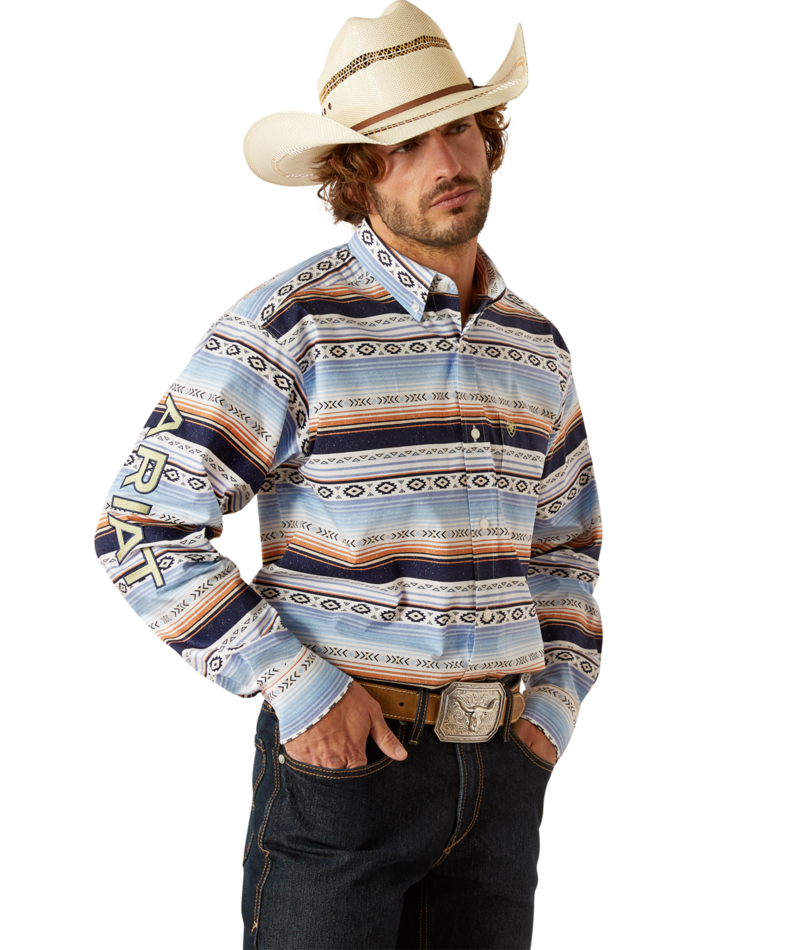 10054747 | ARIAT MEN'S TEAM DEACON CLASSIC FIT L/S SHIRT - BLUE/LIGHT GREEN