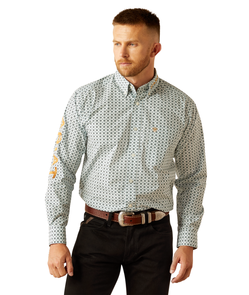 10058962 | ARIAT MEN'S TEAM FRANKLIN CLASSIC FIT L/S SHIRT - BLUE/BROWN