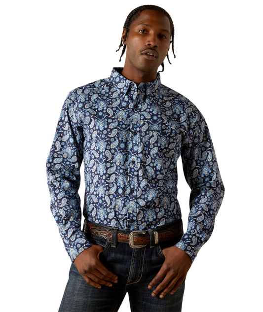 10062244 | ARIAT MEN'S SERGIO FITTED L/S SHIRT - DARK BLUE