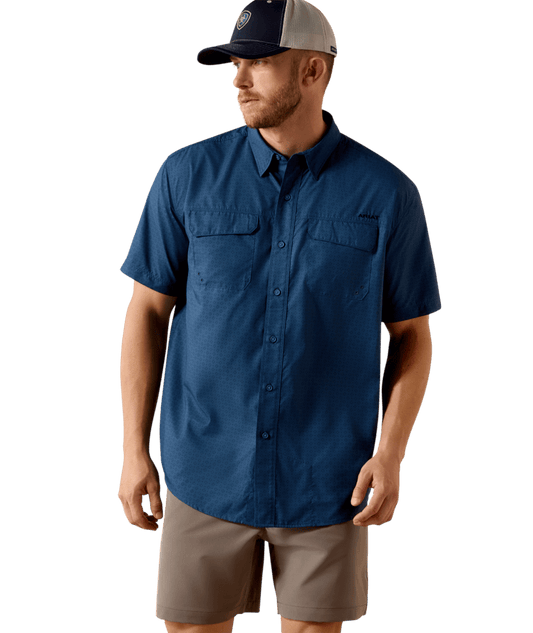 10071050 | ARIAT MENS PRINTED VENTTEK OUTBOUND CLASSIC FIT SHIRT - DARK DENIM NAVY