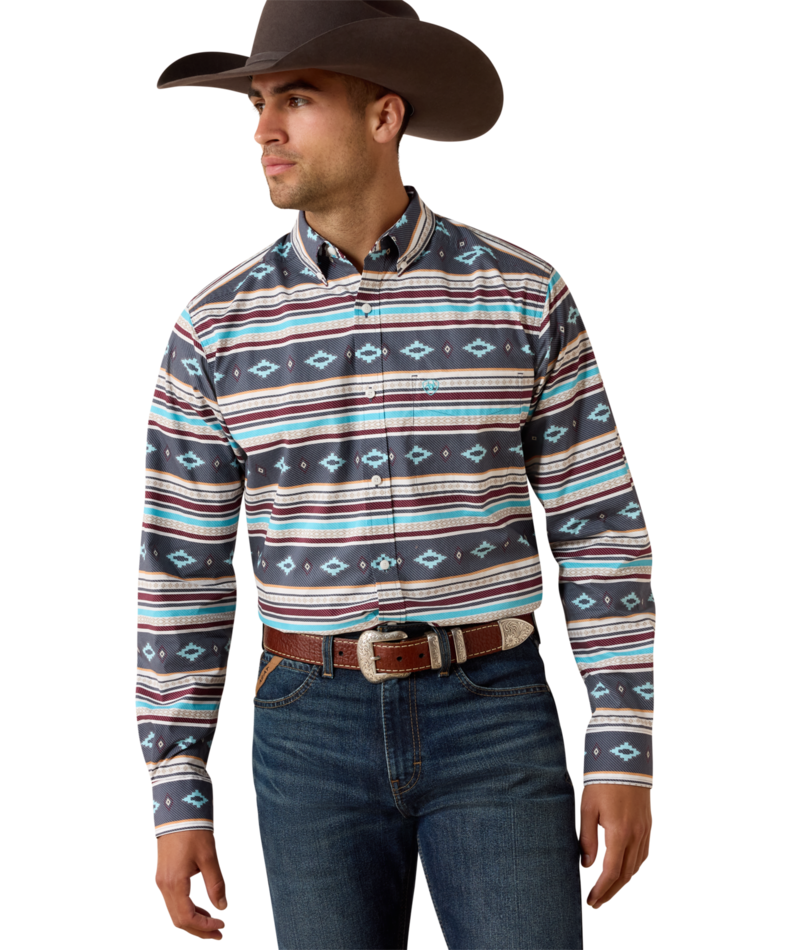 10071597 | ARIAT MEN'S PLUTO FITTED L/S SHIRT - MAUI BLUE STRIPE