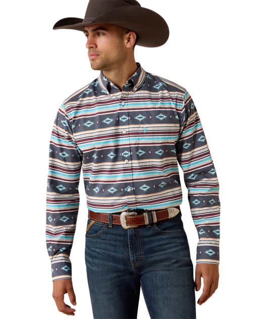 10071597 | ARIAT MEN'S PLUTO FITTED L/S SHIRT - MAUI BLUE STRIPE