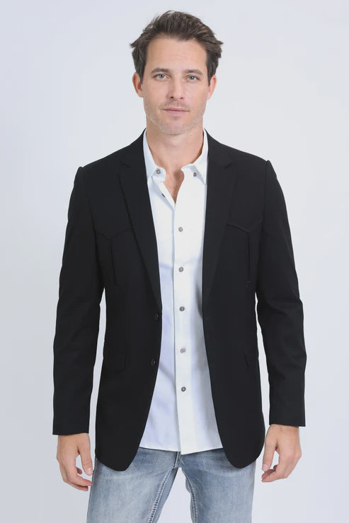 BLW10525 | PLATINI JEANS MEN'S DOUBLE BUTTON BLACK WESTERN BLAZER