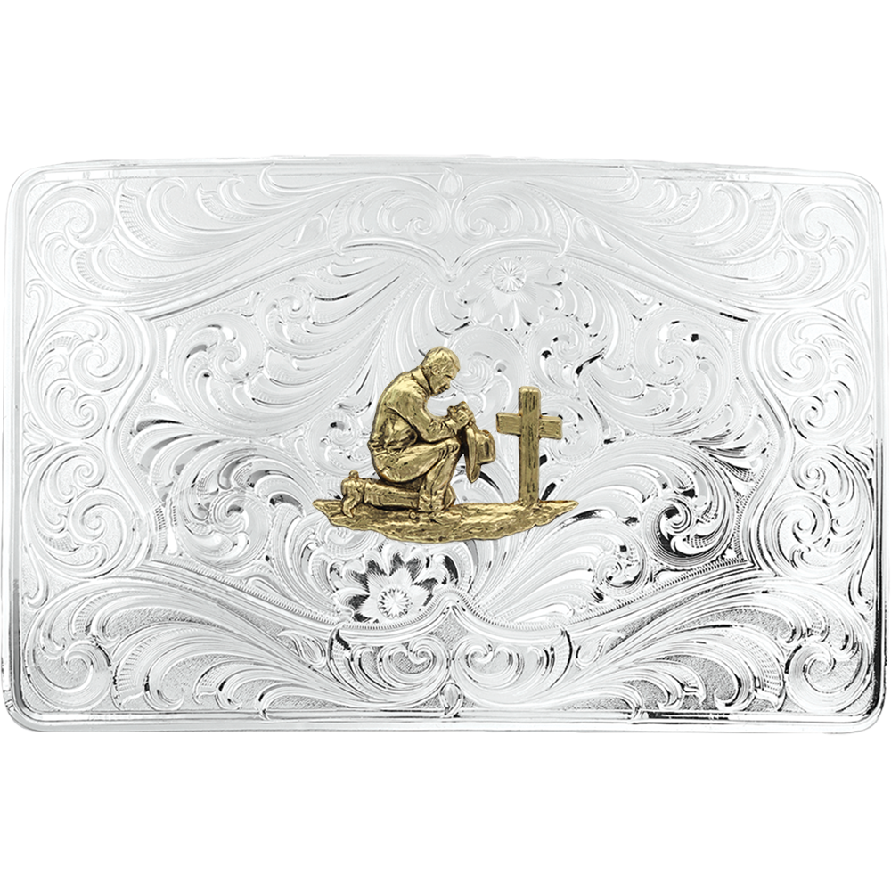 46510-917M | MONTANA SILVERSMITHS MED PRAYING COWBOY BUCKLE