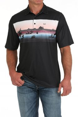 MTK1863044 | CINCH MEN'S BLACK ARENAFLEX WILDWEST POLO