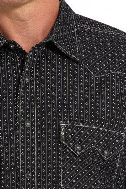 MTW1301084 | CINCH MEN'S BLACK GEO PRINT SS SNAP SHIRT