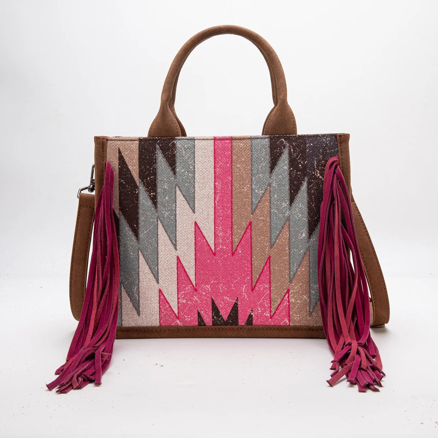 Montana West Aztec Print Fringe Concealed Carry Tote/Crossbody