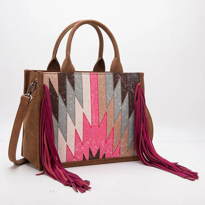 Montana West Aztec Print Fringe Concealed Carry Tote/Crossbody