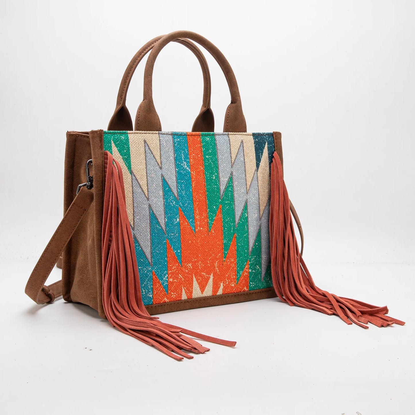 Montana West Aztec Print Fringe Concealed Carry Tote/Crossbody