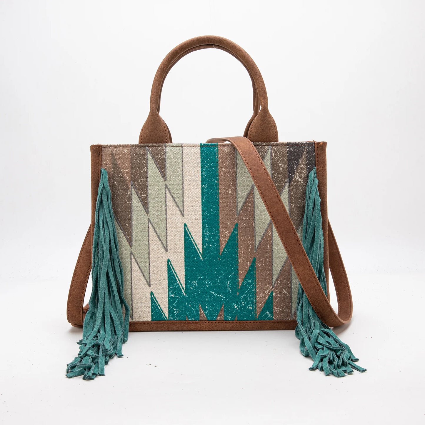 Montana West Aztec Print Fringe Concealed Carry Tote/Crossbody