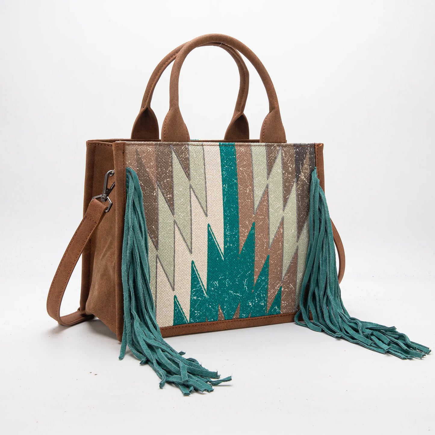 Montana West Aztec Print Fringe Concealed Carry Tote/Crossbody