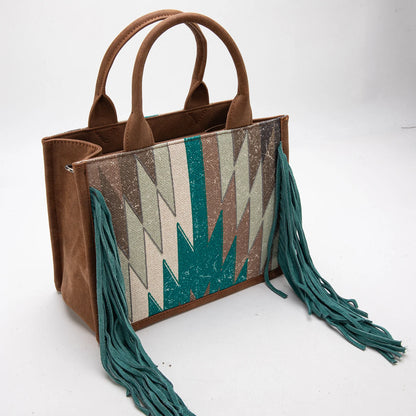 Montana West Aztec Print Fringe Concealed Carry Tote/Crossbody