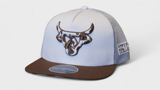 LOST CALF COWHIDE WHITE/BROWN KIDS CAP