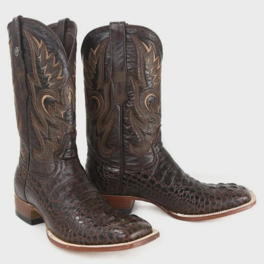 TM201701 TANNERMARK MEN'S BROWN IMITATION CAIMAN HORNBACK