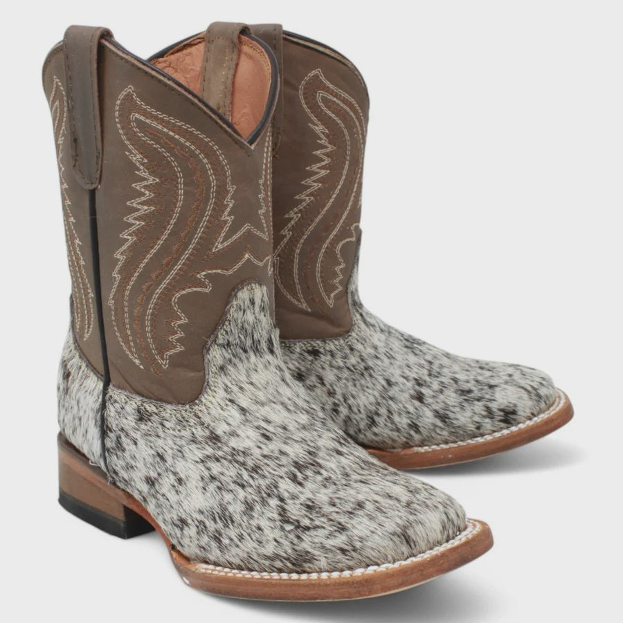TMK205322 | TANNER MARK KID'S BEAU BROWN WHITE HAIR ON COWHIDE BOOT