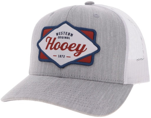 2622T-GYWH | HOOEY DIAMONG GREY CAP - WHITE/BLACK/RED PATCH