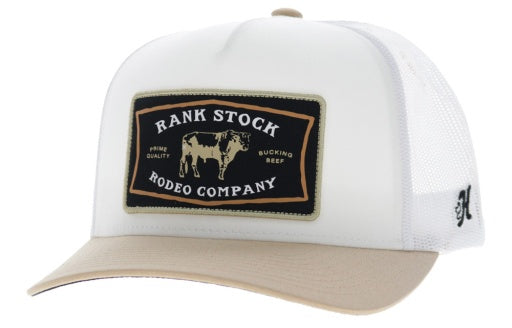 2661T-WHYL | HOOEY RANK STOCK CAP - WHITE/WHITE & BLACK/GOLD PATCH