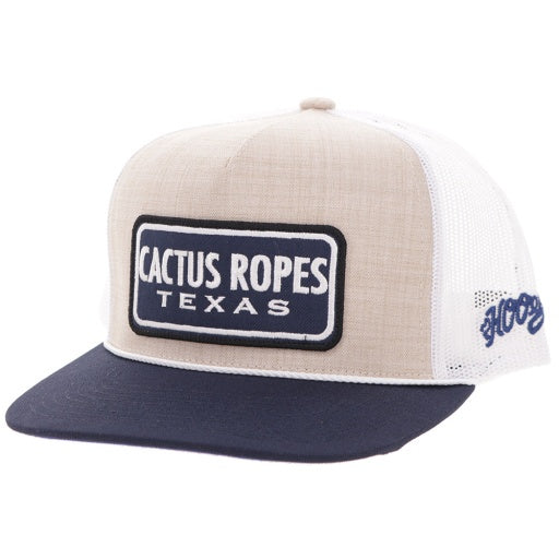CR124 | HOOEY TAN/WHITE CAP - BLUE/WHITE RECTANGLE PATCH