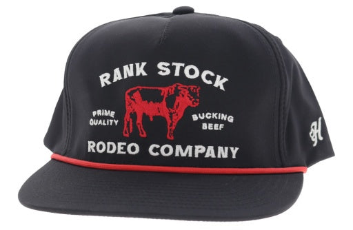 2662T-BK | HOOEY RANK STOCK CAP - BLACK/BLACK & WHITE/RED EMBROIDERY