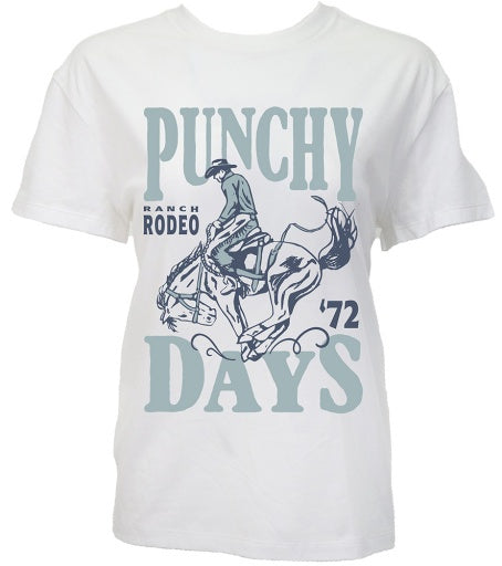 PT2605WH | HOOEY WOMEN'S PUNCHY DAYS S/S T-SHIRT - WHITE WITH BLUE & LIGHT BLUE LOGO